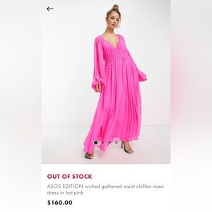 Asos Edition NWOT gathered pink chiffon dress